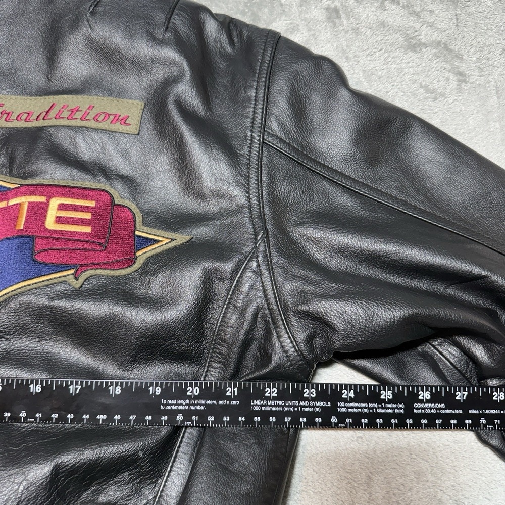 Vintage Reed Leather Corvette Heritage Jacket Men's 40 Black Bomber Embroidered - Picture 9 of 10